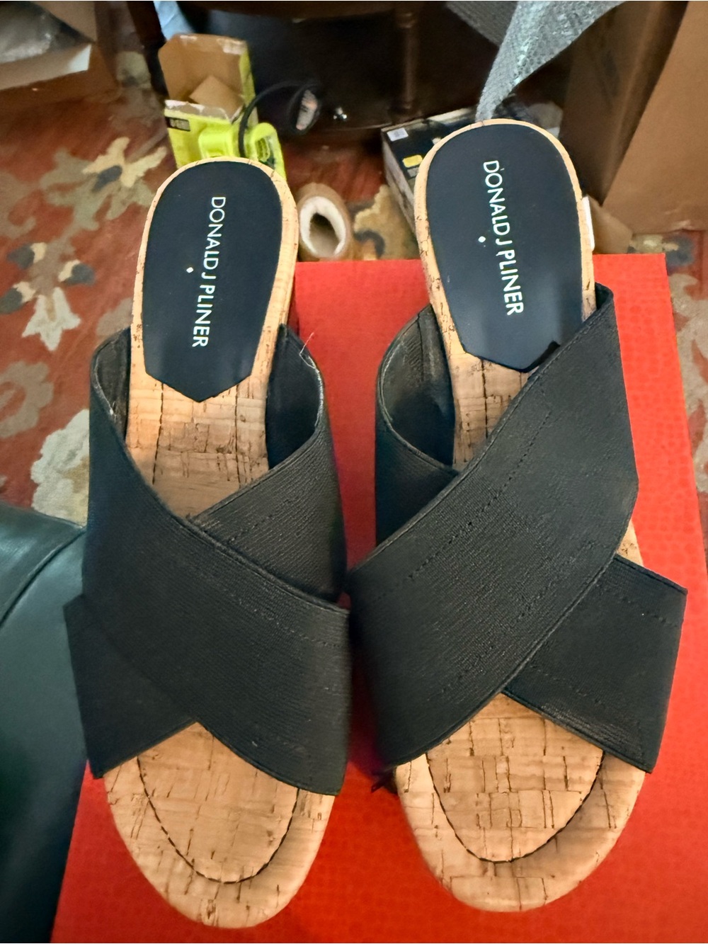 Donald J. Pliner Women's Black Cork Slide Sandals